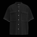 BLACK FRAYED PERSPECTIVE SHIRT